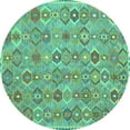 thumbnail image 1 of Ahgly Company Machine Washable Indoor Round Abstract Turquoise Blue Contemporary Area Rugs, 8' Round, 1 of 4