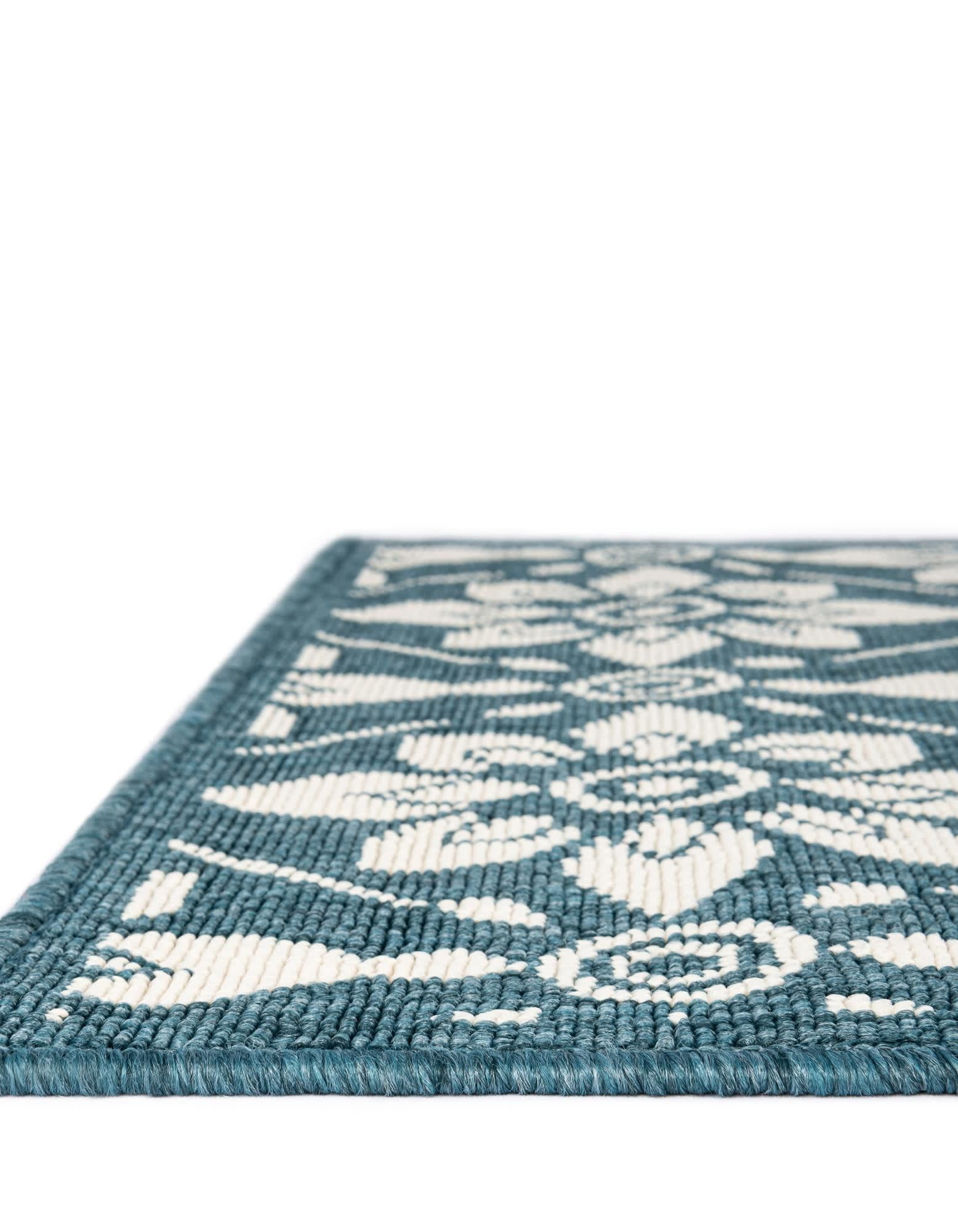 Unique Loom Outdoor Trellis Collection Area Rug - Tiles (2' x 3' 1" Rectangle Navy Blue/Ivory)