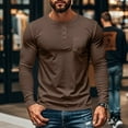 thumbnail image 2 of Fashion Men's Long Sleeve Shirts Crewneck Solid-Color Casual Pocket Buttons Basic Pullover Shirt M-3XL, 2 of 7
