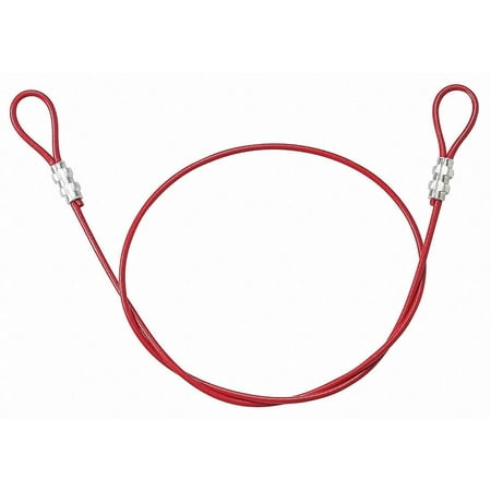 - Brady 131064 Double Looped Lockout Cable, Plastic Coated Steel, 4' Cable, Red