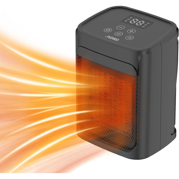 EnjinZZ Portable Space Heater - 1500W/750W Quiet Ceramic Heater with Adjustable Thermostat, Fast Heating for Indoor Room, Office, Desk, ETL Certified