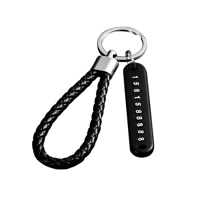 VONKY Car Key Ring Anti-lost Rubber Keyring Knitted Portable Car Key Chain, Black Number Plate and Black Keyring