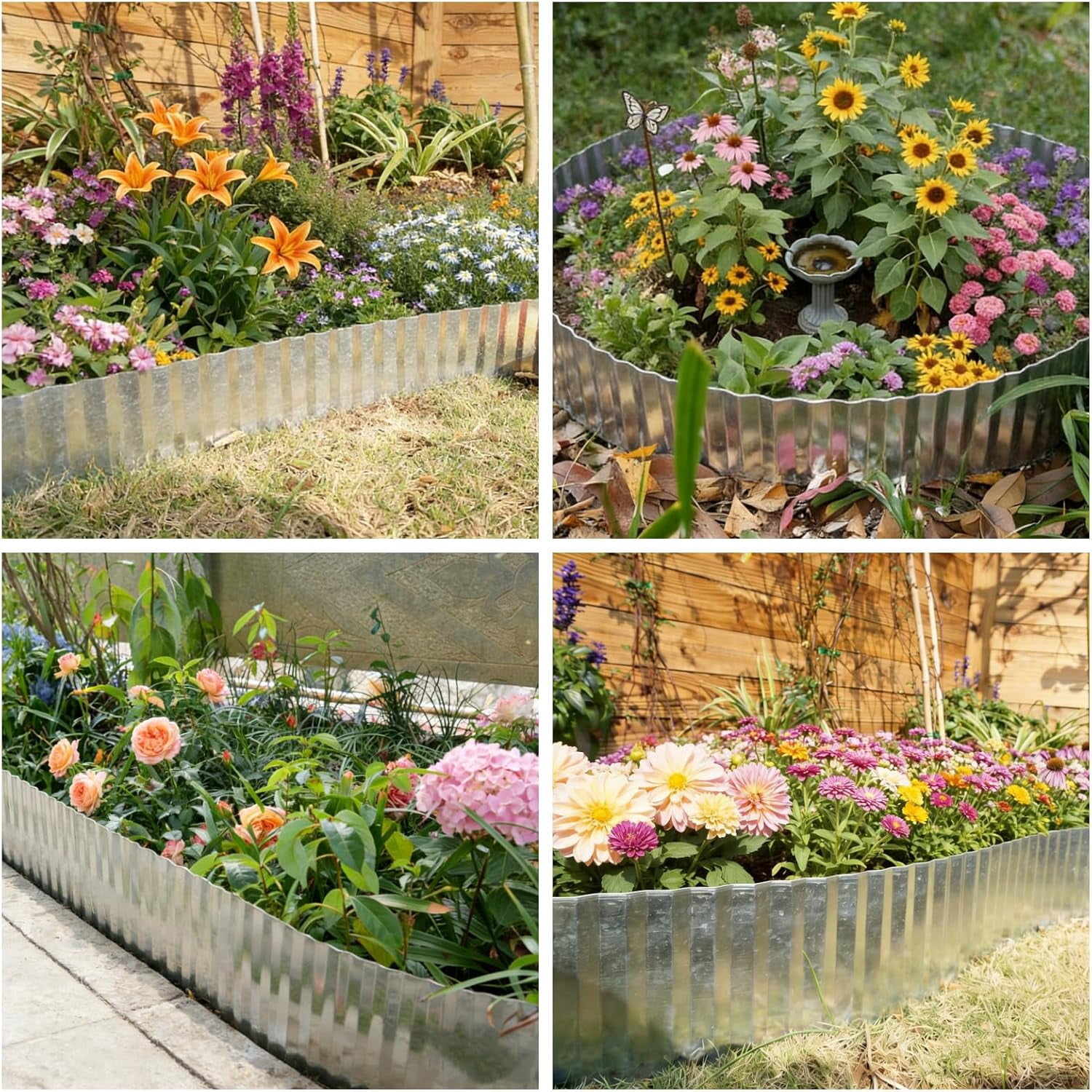 Tramull Corrugated Garden Edging Border,10" x 60' Landscape Paver Edging, Tall Landscape Edging, Fence for Garden, Flower Bed, Lawn and Landscape Edging (Silver)