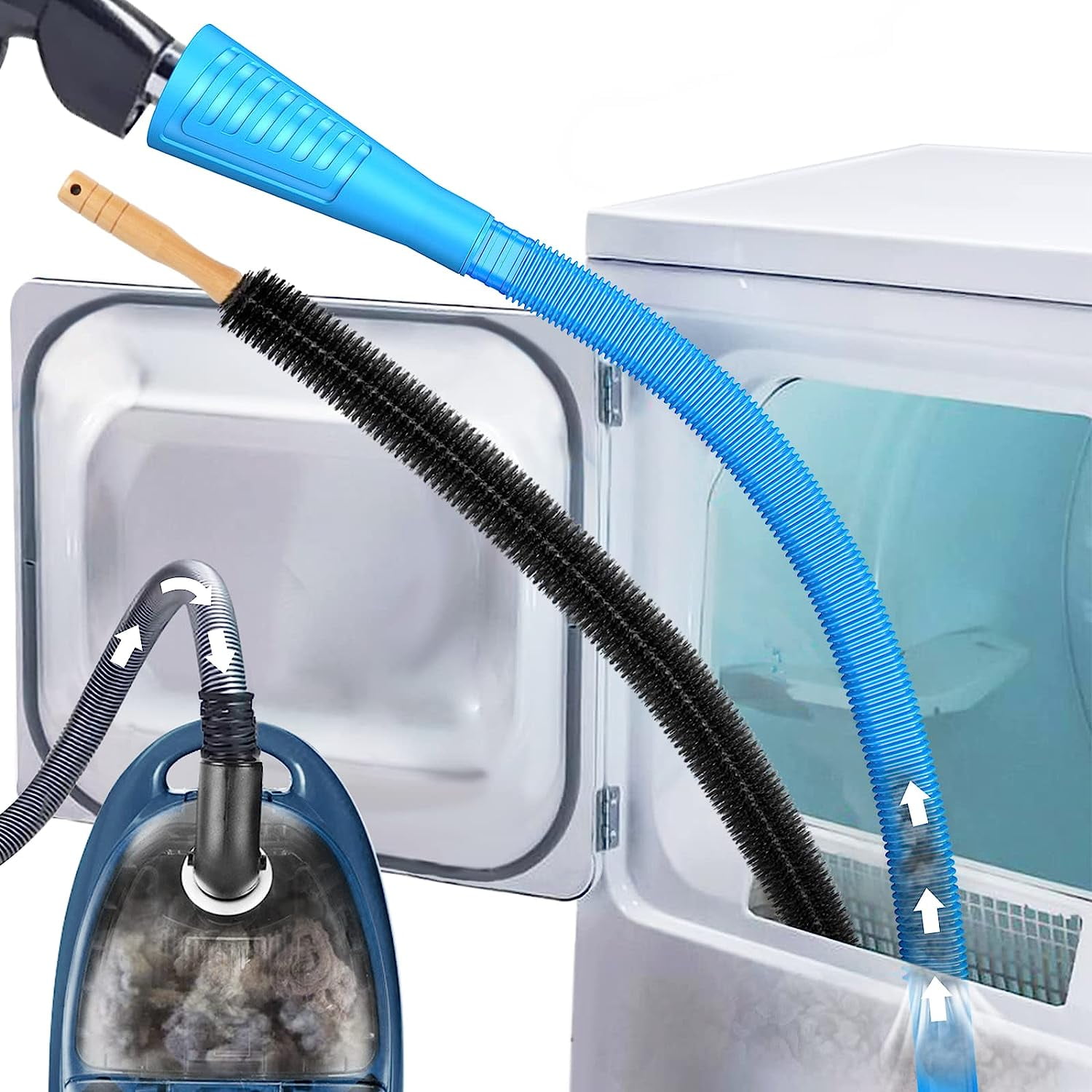 WTYYC 2 Pieces Dryer Vent Cleaner Kit and Dryer Lint Brush Vacuum Hose Attachment Brush Lint Remover Power Washer and Dryer Vent Vacuum Hose (Off White)