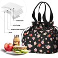thumbnail image 4 of Pioneer Flower Floral Print Pattern Drawstring Lunch Bag Women - Drawstring Lunch Bag Insulated for Work Office - Stain-Resistant Large Lunchbags for Women with Multi-Pockets, 4 of 6