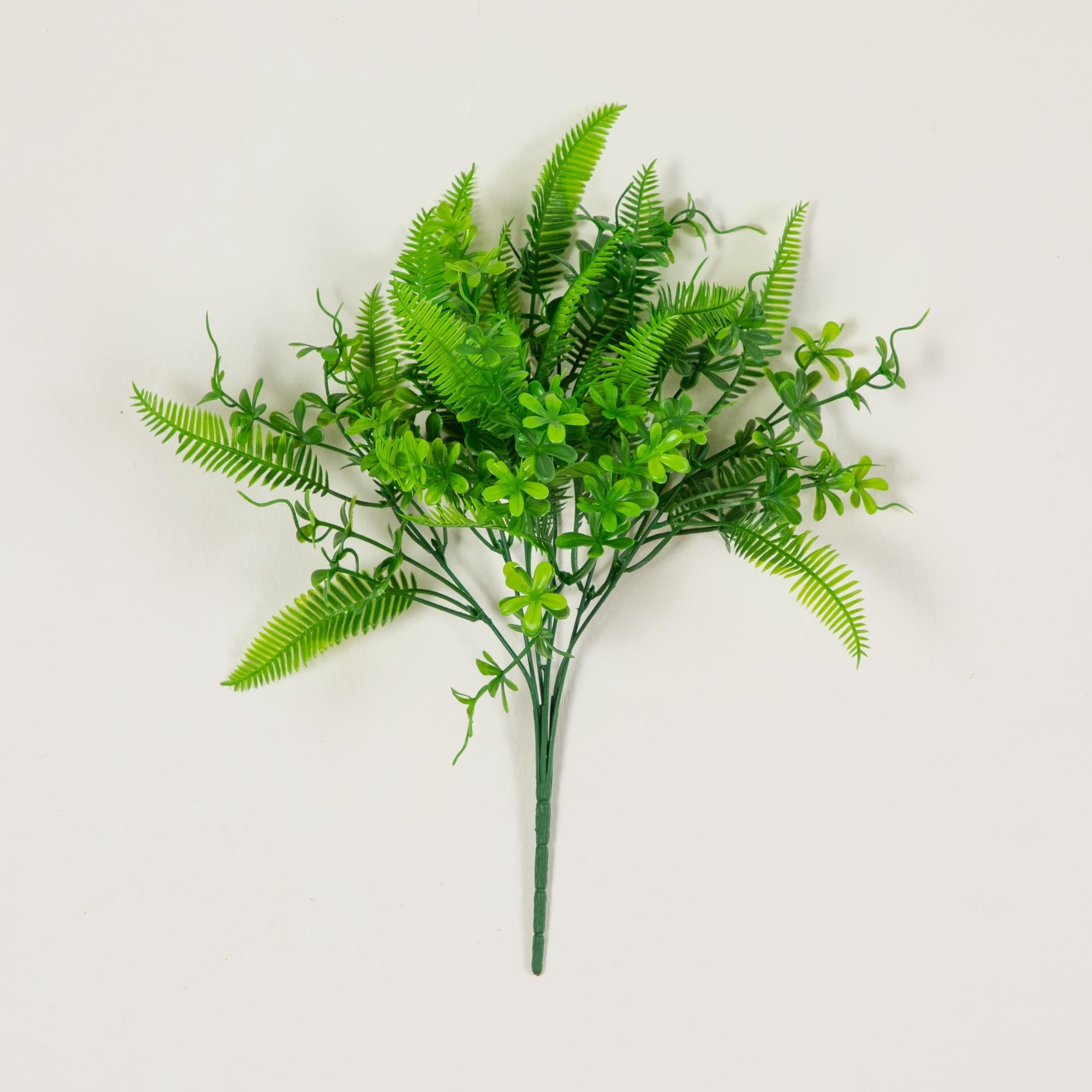 14in. UV Resistant Artificial Mixed Greens Bush (Indoor/Outdoor) - Set of 4