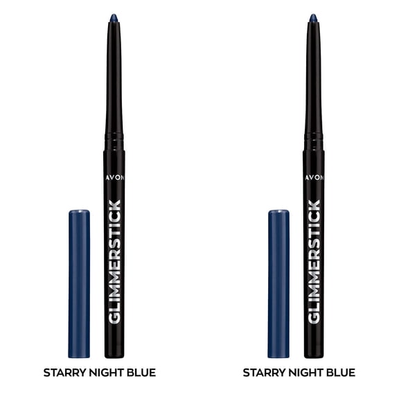 Avon Ultra Colour Glimmerstick Retractable Eyeliner, STARRY NIGHT BLUE, Waterproof & Smudge-Proof Glide-On Eye Makeup, SET OF 2, 0.01 oz / 0.28 g Each