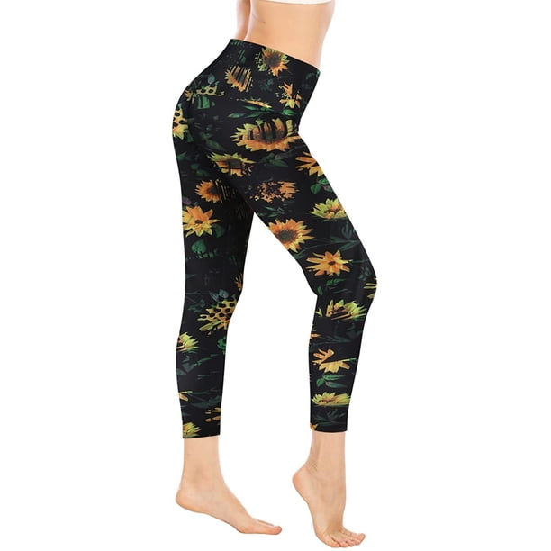 Pantalones de yoga atléticos para correr con cintura alta y estampado clásico de flores para mujer Pompotops ulkah943999
