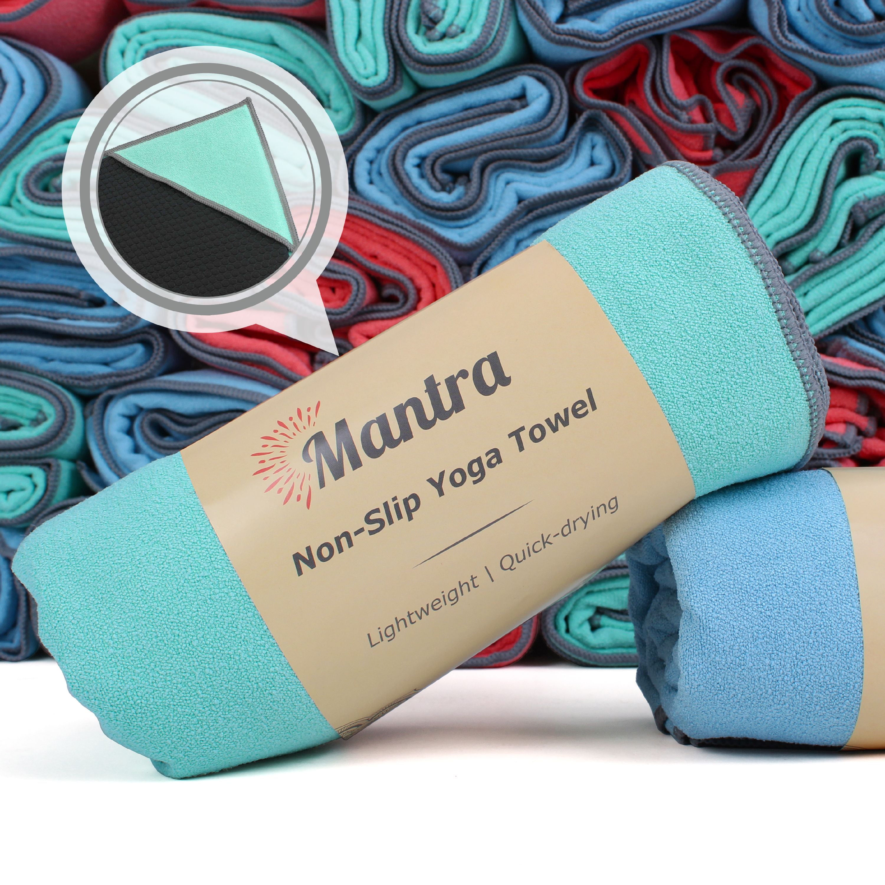 Mantra Seafoam Green Yoga Towel NonSlip Hot Yoga Towel with Anchor