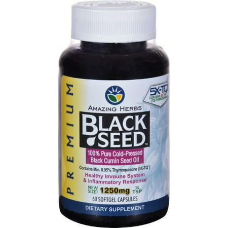 Amazing Herb Black Seed Oil 1250mg, 60 Ct (Best Herbs For Allergies)