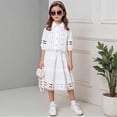 thumbnail image 6 of Avtoify Children Summer Stand Collar Short Sleeve Top Summer Kids Shirts Lace Skirt Outfits, 6 of 10