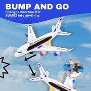 Bump & Go Airplane Toy Battery-Operated, Passenger Big Plane Airplanes for Kids Boys Toddler Play Vehicles