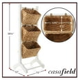 thumbnail image 2 of 3-Tier Floor Stand with Water Hyacinth Storage Baskets, White/Natural - Standing Organizer Rack for Bathroom, Kitchen, Laundry, Living Room, 2 of 4