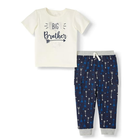Miniville Baby Toddler Boys Big Brother T-shirt & Arrow Jogger Pants, 2pc Outfit Set