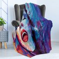 thumbnail image 4 of Jazz Music Soft Flannel Fleece Blanket, Illustration of Singer on Grunge Background Performing Singing Woman Image, Cozy Plush for Indoor and Outdoor Use, 50" x 70", Blue Purple Red, by Ambesonne, 4 of 5