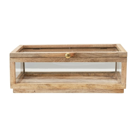 Creative Co-Op Mango Wood and Glass Display Box with Lid, Clear