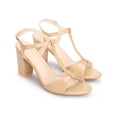thumbnail image 3 of BLISSFUL STEP Open Toe T-Strap Block Heel Sandals for Women Beige (Size 5.5), 3 of 7