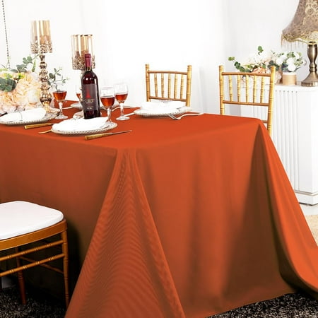 

Wholesale 54 x 96 Rectangular Polyester Tablecloths Table Cover for Restaurant Kitchen Dining Party Banquet Events - Rust/Burnt Orange