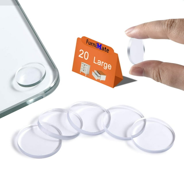 Topes para mesa de vidrio FURNIMATE, 20 piezas, 25 x 3 mm, sin adhesivo