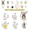 thumbnail image 2 of 1 Box 24Pcs Easter Rabbit Charms Enamel Bunny Charm Easter Alice Rabbit Moon Alarm Clock Poker Card Cute Animal Charms for Jewelry Making Charm Easter Holiday Earring Crafts Accessories, 2 of 6