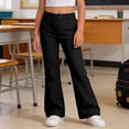 thumbnail image 5 of Spazoro Girls Flare Pants with Button Closure, Solid Color Elastic Waist Flared Leg High Rise Stretchy School Casual Bottoms Black Size 9-10, 5 of 5