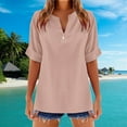 thumbnail image 2 of Kcolen Women Blouses for Work Summer Solid Color Short Sleeve T-Shirts V Neck Comfortable Pullovers Loose Fit Summer Outfits Clothes for Women, 2 of 5