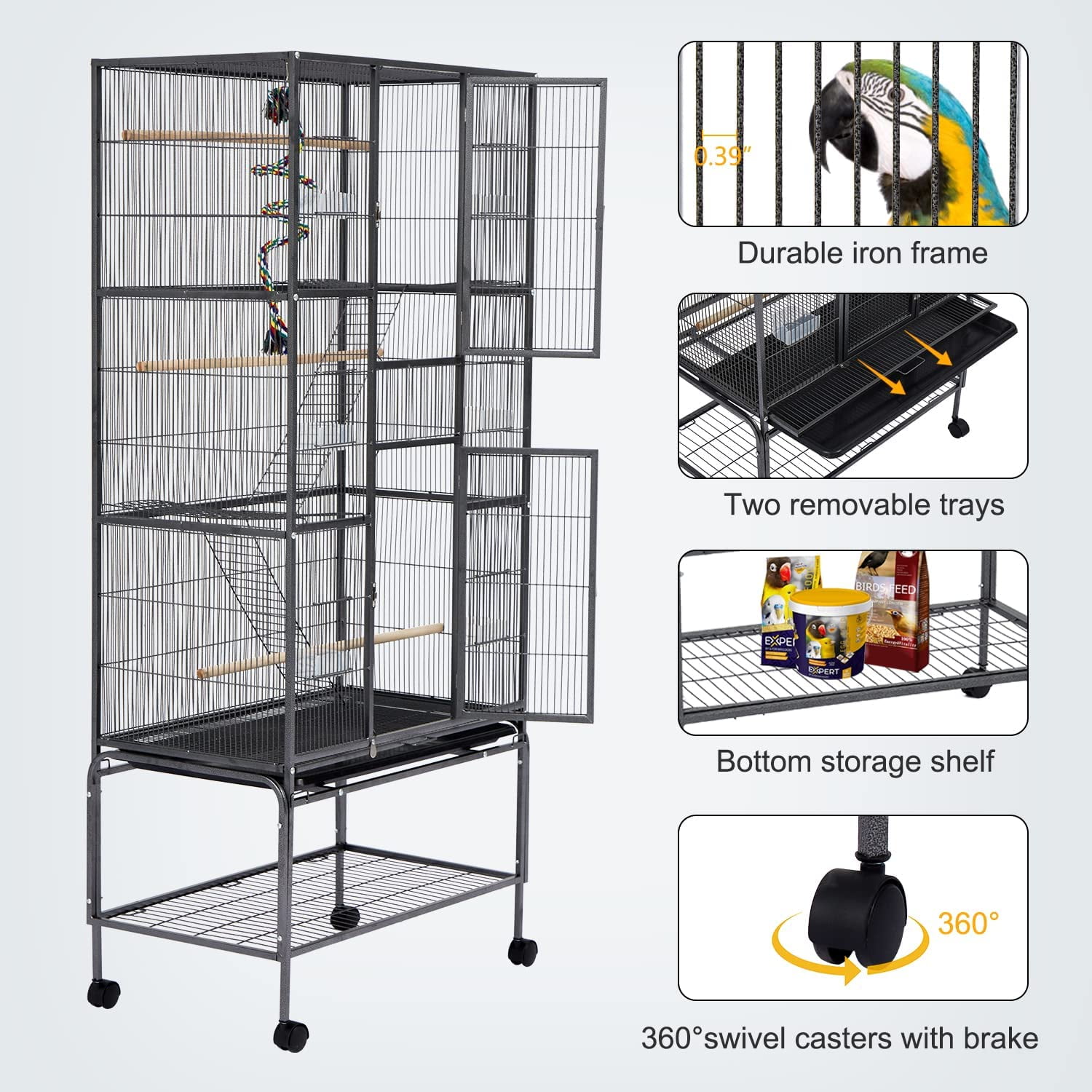 Buy Kinbor 69 inch Birdcage With Stand, Iron Large Bird Cage Online at