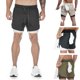 thumbnail image 3 of Toystoory Pantalones cortos de entrenamiento para hombre, pantalones cortos para correr, entrenamiento deportivo, culturismo, Fitness, pantalones Uniforme atlético Negro M, 3 of 6