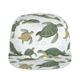 thumbnail image 2 of Daiia Cute Turtle print Flat Bill Hats Flat Brim Trucker Cap Baseball Cap Adjustable Classic Low Profile Hat Unconstructed Plain Cap, 2 of 9