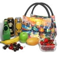 thumbnail image 3 of Disketp Colorful Fishing Boats Bolsa Térmica Estampada, Bolsa Térmica Aislante para Almuerzo, Playa y Campamento, 3 of 6