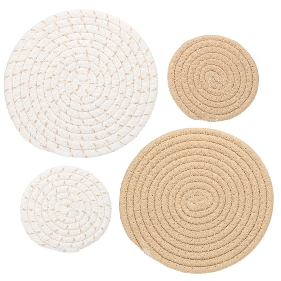 Uxcell 4 Pcs 4 Inch 7 Inch Plant Coasters Mat Pot Holders Plant Saucer Dry Yellow & White & Grass Yellow