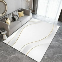 Modern Home Decor Art Indoor Large Rug, Minimalist Light Luxury White Gold Area Rug, Non-Slip Soft Low Pile Durable Floor Carpet For Living Room Dining Room Bedroom Entryway 1x2ft