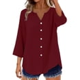 thumbnail image 2 of Endives Women's Button Down Shirts 3/4 Length Sleeve Tops V Neck Blouses Loose Fit Summer Outfits, 2 of 6