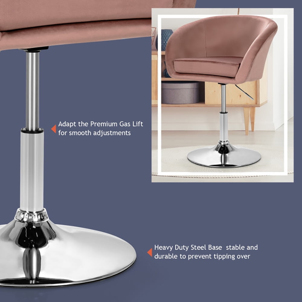 Finihen Modern Vanity Chair, 360 Degree Swivel Makeup Stool Accent Chair with Round Back and Metal Base, Makeup Chair for Living Room Bedroom Lounge Pub, Pink Finihen Modern Vanity Chair, 360 Degree Swivel Makeup Stool Accent Chair with Round Back and Metal Base, Makeup Chair for Living Room Bedroom Lounge Pub, Pink