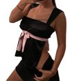 thumbnail image 4 of Douhoow Women Crop Top Sleeveless Patchwork Low-Cut Camisole Backless Bow Mini Vest, 4 of 9