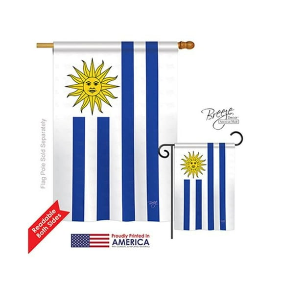 Breeze Decor 08162 Uruguay 2-Sided Vertical Impression House Flag - 28 x 40 in.
