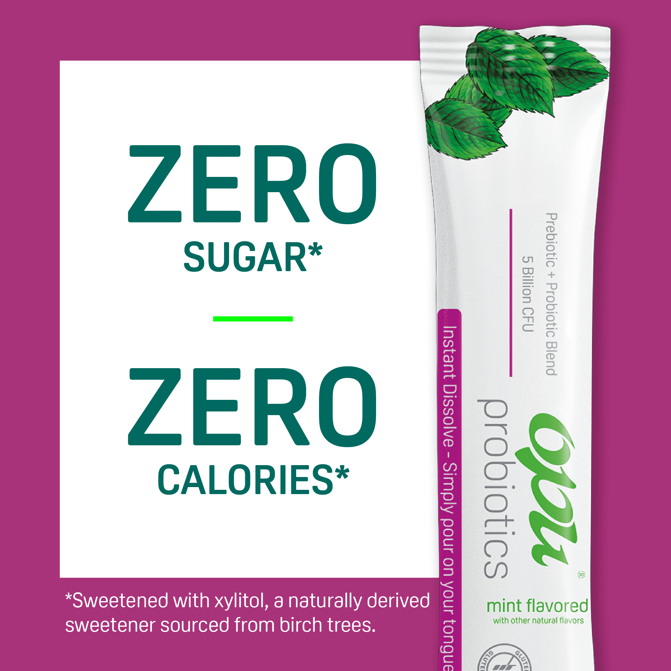Opu Probiotics Mint Flavor Daily Probiotic Powder, Pour-On-Tongue