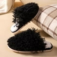 thumbnail image 7 of Seranoma Jenna Womens Ladies Fuzzy Flat Comfort Fur Thermal Indoor Outdoor Slide Home Slippers Black, 7 of 7