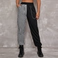 thumbnail image 2 of GZWYHT Cargo Pants Women,Work Pants,Women Punk Pockets High Waist Chain Casual Plaid Trousers Pants,Pants for Women,Palazzo Pants,Cargo Sweatpants,Black,S, 2 of 7