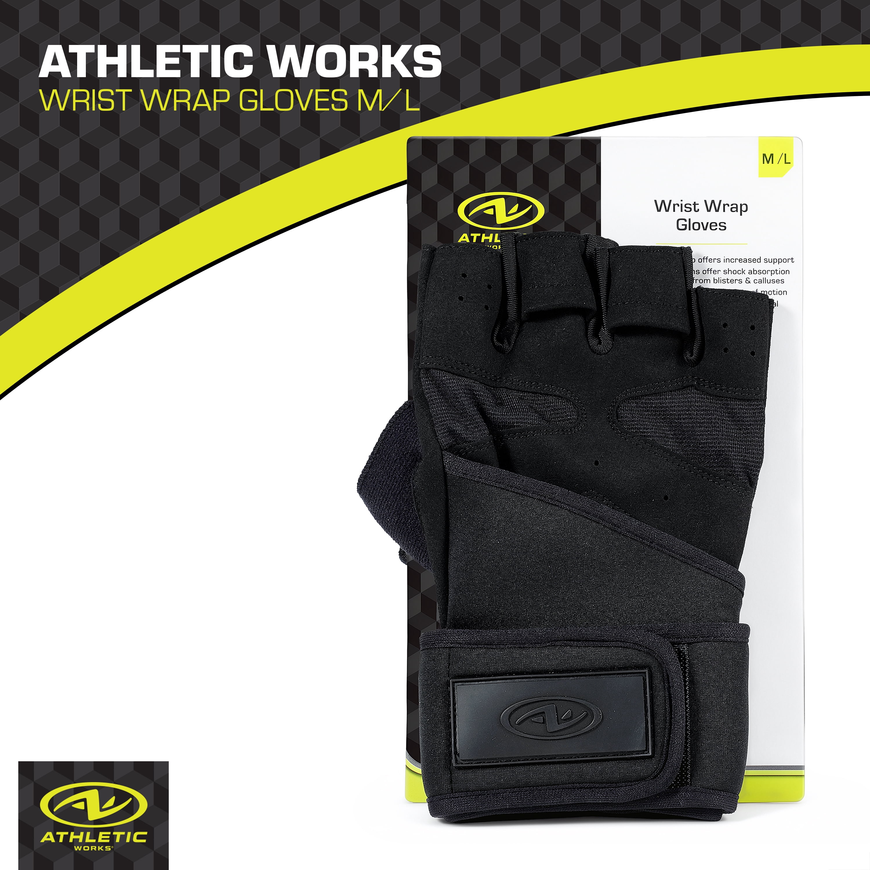 Athletic Works Classic Wrist Wrap Gloves,  M/L