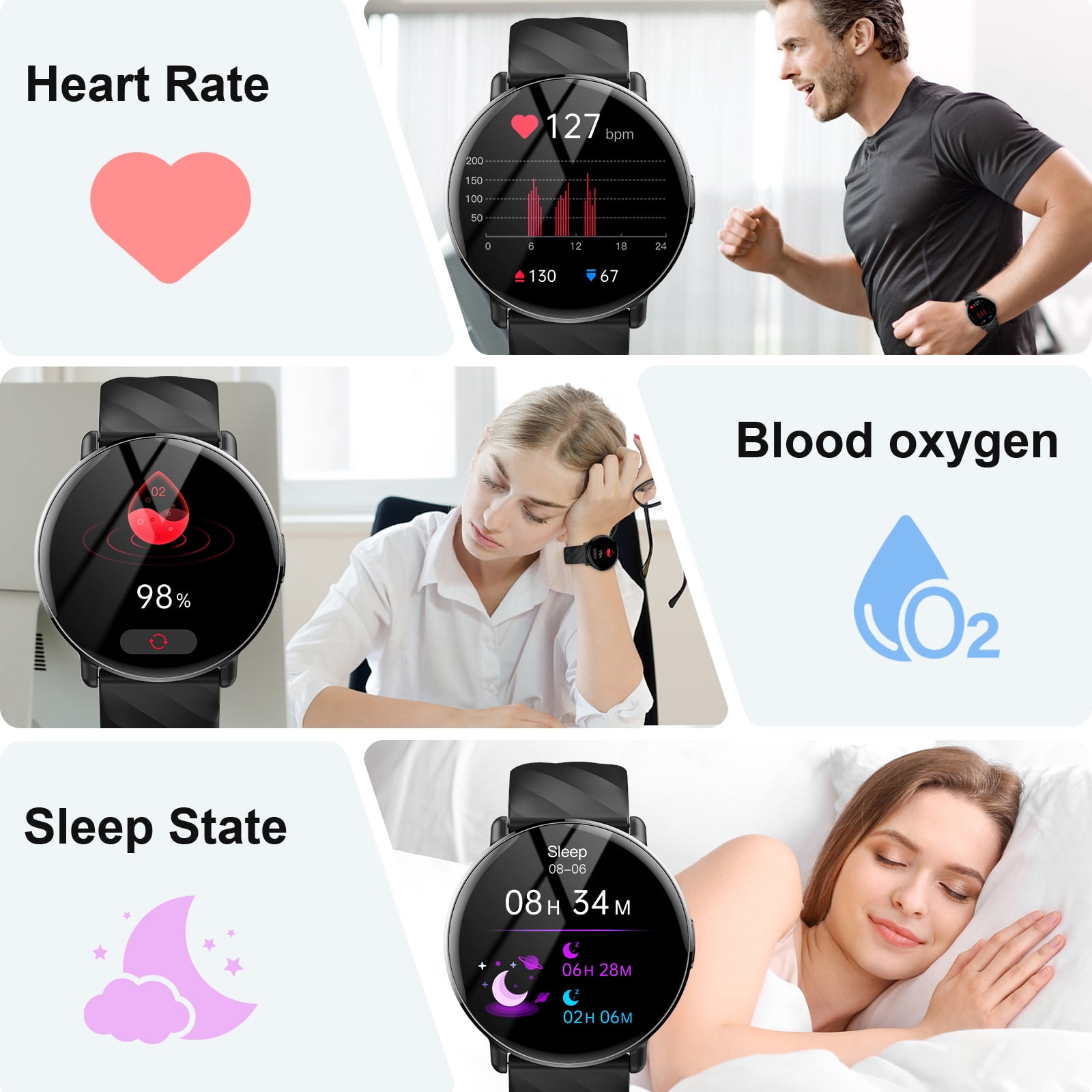 AI Smart Watch for Men Android iphone, 1.39" Touchsreen Fitness Tracker with Bluetooth Call, 110+ Sport Modes, IP68 Waterproof, Gift Idea, Black