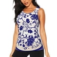 thumbnail image 1 of Fotbe Blue And White Porcelain Pattern Blusas Sin Mangas para Mujer – Estilo Casual, Corte Suelto, Slim-Fit, Cuello Redondo Deportivo, Tops de Verano para Gimnasio y Yoga-Medium, 1 of 7