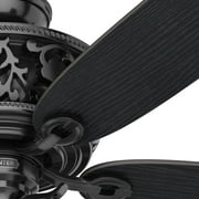 Hunter 54 inch Indoor Ceiling Fan with LED Lights and Remote Control - Standard Mount Black Ceiling Fan, 5 Blades, For Bedroom, Living Room, or Kitchen, Quiet - Promenade 59545, Gloss Black