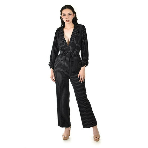 Conjunto sastre con cinto a rayas Roman Fashion /Juvenil, 12716 (Negro) negro M