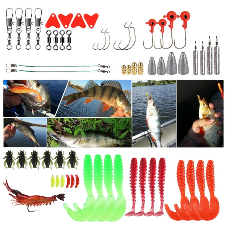 Arealer 83pcs Fishing Lures Kit for Bass Trout Salmon Fishing Accessories  Tackle Tool Fishing Baits Swivels Hooks 