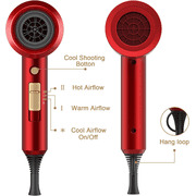 2025 1800W Professional Ionic Hair Dryer – Fast Drying with 3 Attachments for Salon & Home Use(Agate Red)