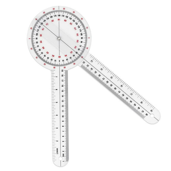 WM25 12 Inch Goniometer,Transparent Orthopedic Angle Ruler Plastic Goniometer 360 Degree Spin