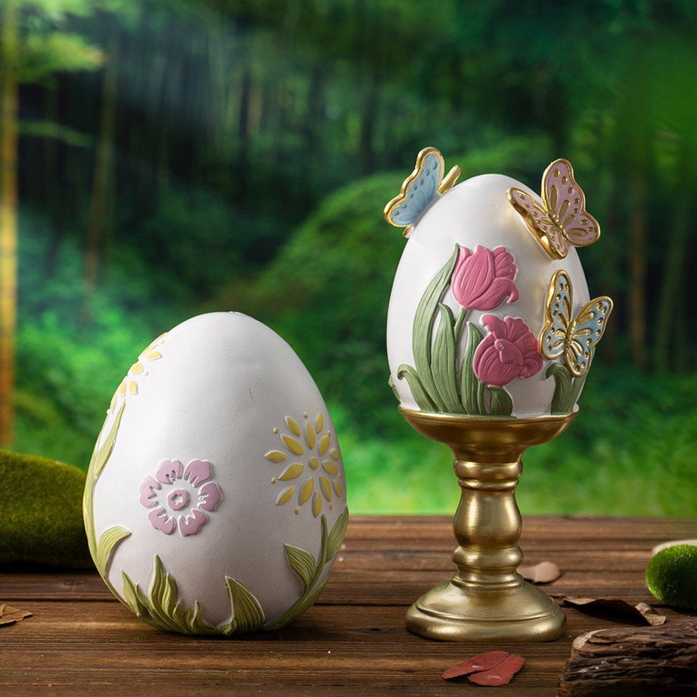 Jiibva Set of Decorative Resin Easter Eggs, Artificial Bird Egg Fillers for Basket and Party Arrangements