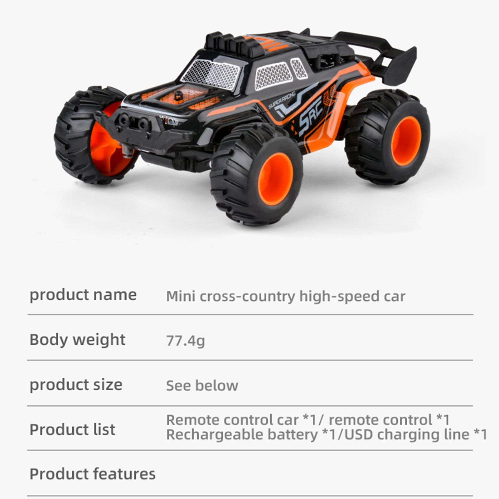 ​1/18 Scale 4WD Mini RC Truck w/Anti-Collision Bumpers - 5km/h Trail Mode & USB Charge | Beginner Car Age 6+ (13.3cm)​​ B
