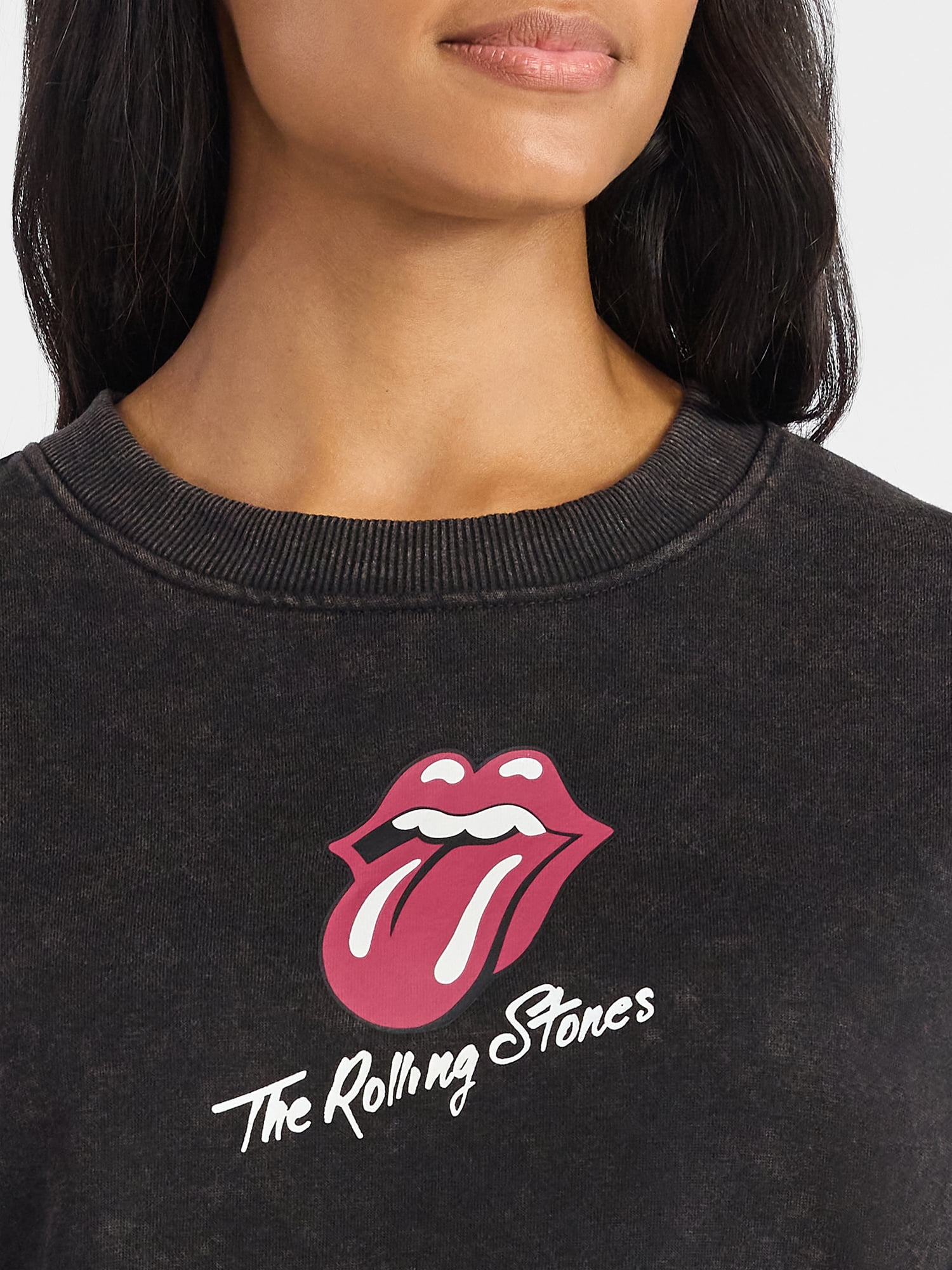 Time and Tru Women's Rolling Stones Tongue Graphic Sweatshirt with Long Sleeves, Sizes XS-XXXL